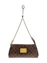 【中古】LOUIS VUITTON◆ソフィ_ダミエ・エベヌ_BRW/PVC/BRW/ストラップ欠品/金具メッキハガレ有/角スレ有【バッグ】