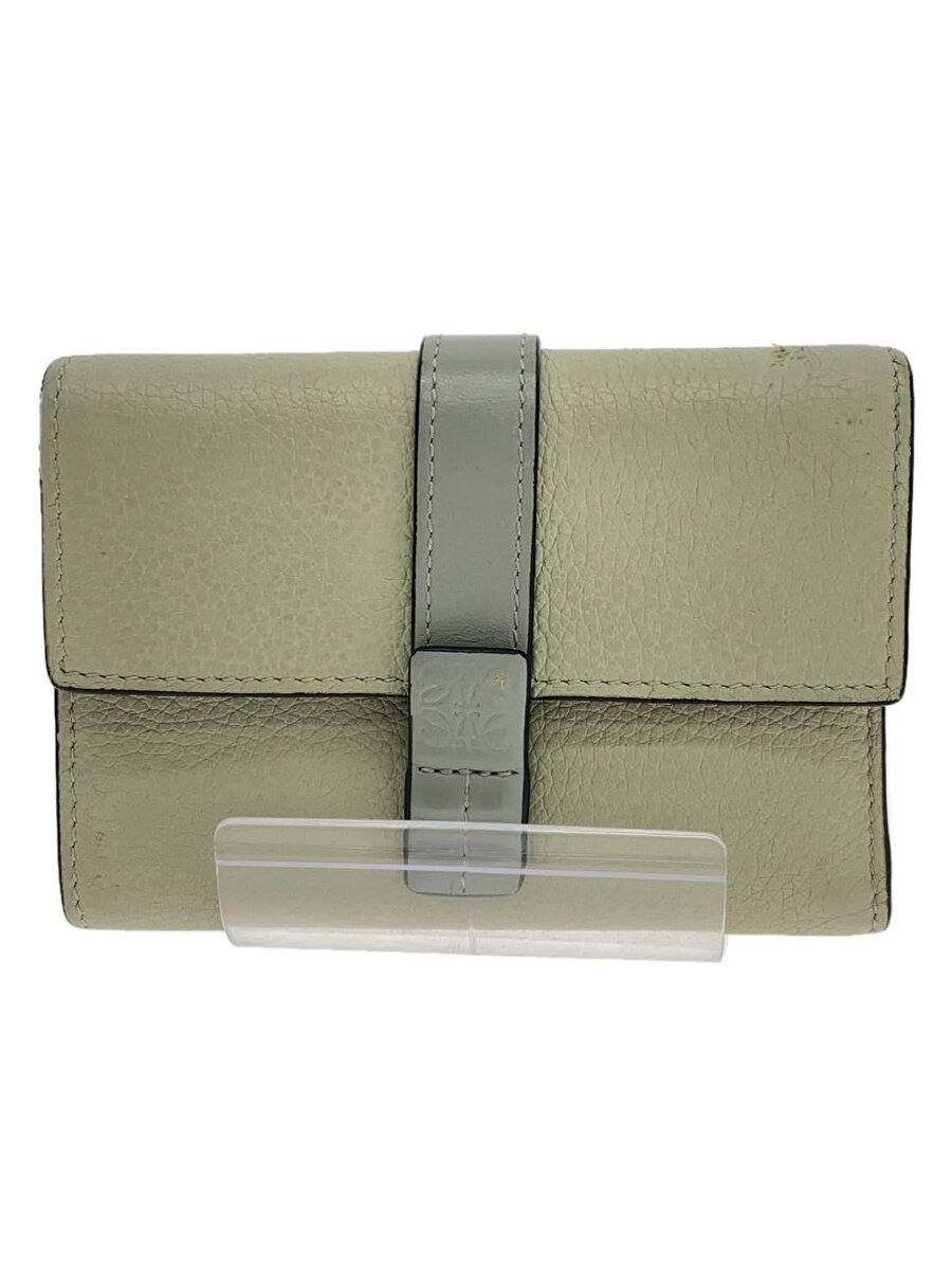 【中古】LOEWE◆small vertical wallet/3つ折り財布/レザー/GRN/レディース【服飾雑貨他】