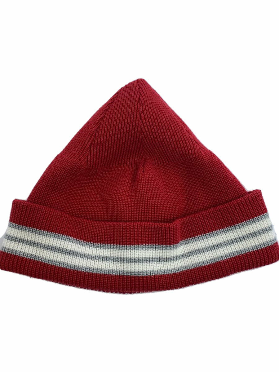【中古】FUJITO◆ニットキャップ/FREE/コットン/RED/ボーダー/メンズ【服飾雑貨他】
