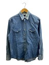 【中古】WRANGLER◆80s/デニムウエスタンシャツ/長袖シャツ/16/--/IDG/無地/70127MW【メンズウェア】