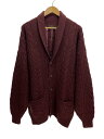 【中古】EDDIE BAUER◆90s/ケーブルニット/カーディガン(厚手)/M/ウール/ボルドー/黒タグ//【メンズウェア】