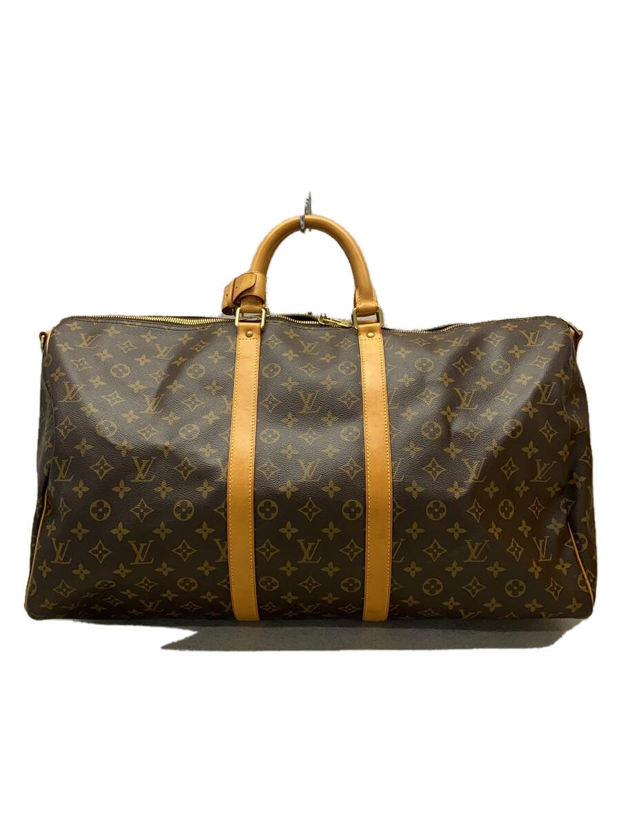 【中古】LOUIS VUITTON◆キーポル・バンドリエール55_モノグラム・キャンバス_BRW/PVC/BRW【バッグ】