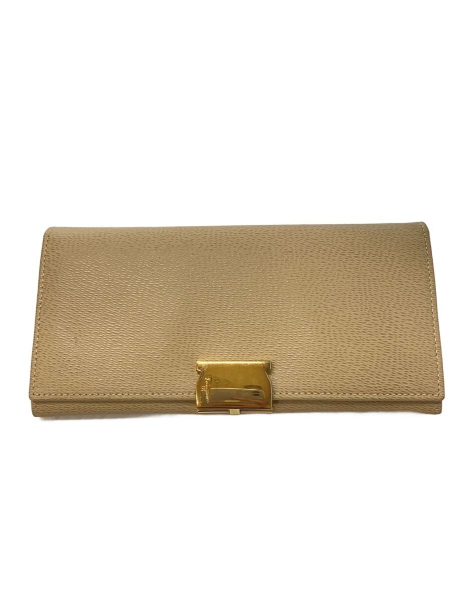 【中古】Salvatore Ferragamo◆長財布/レザー/BEG/レディース【服飾雑貨他】