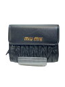 【中古】MIU MIU◆2つ折り財布/レザー/BLK/無地/レディース//【服飾雑貨他】