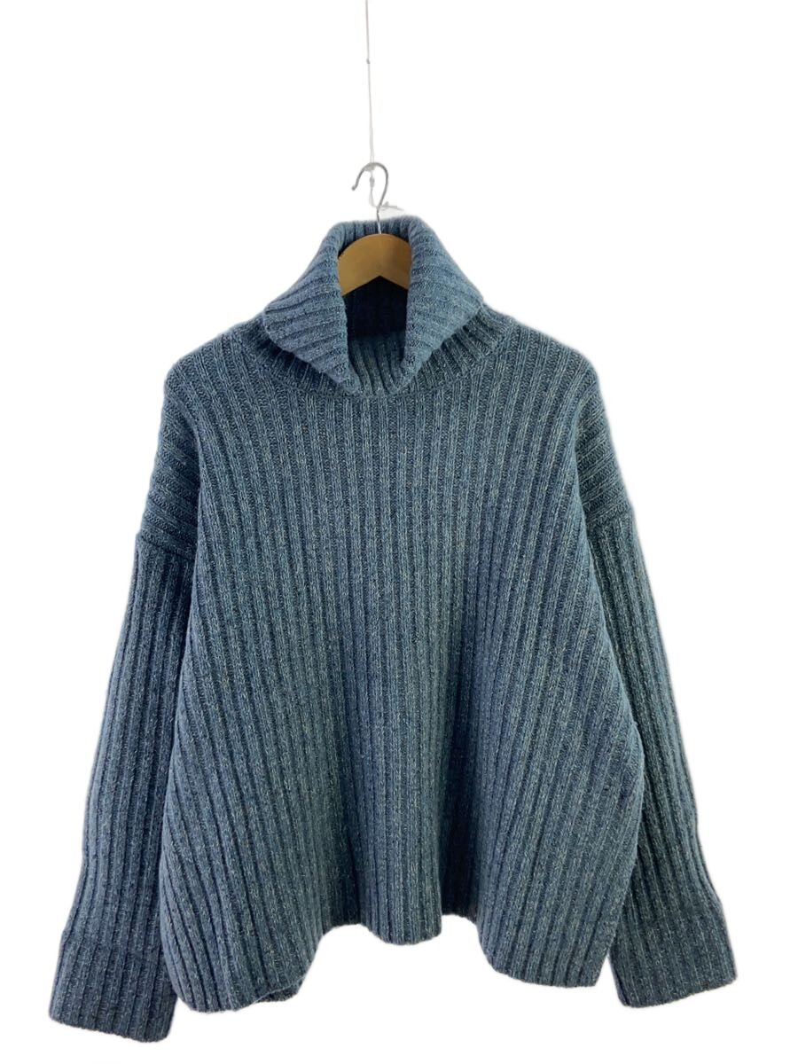 CLANE◆23AW/MIXYARN WIDE RIB TURTLE KNIT TOPS/1/ウール/BLU/15106-2382