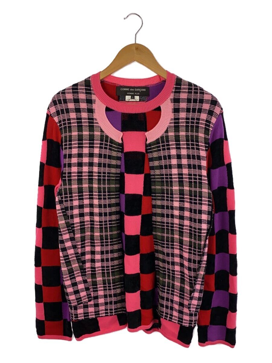 【中古】COMME des GARCONS HOMME PLUS◆カーディガン(薄手)/S/コットン/マルチカラー/PF-N004【メンズウェア】
