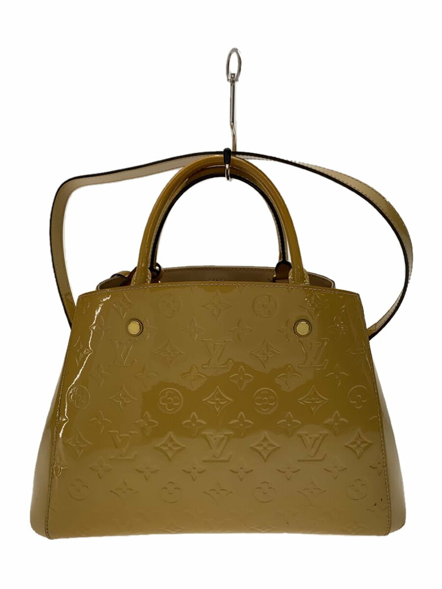 【中古】LOUIS VUITTON◆モンテーニュBB_モノグラム・ヴェルニ_BEG/エナメル/BEG【バッグ】