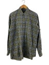【中古】BALENCIAGA◆チェックボタンダウンシャツ/長袖シャツ/38/コットン/GRN/チェック/UP57 2018 00798【メンズウェア】