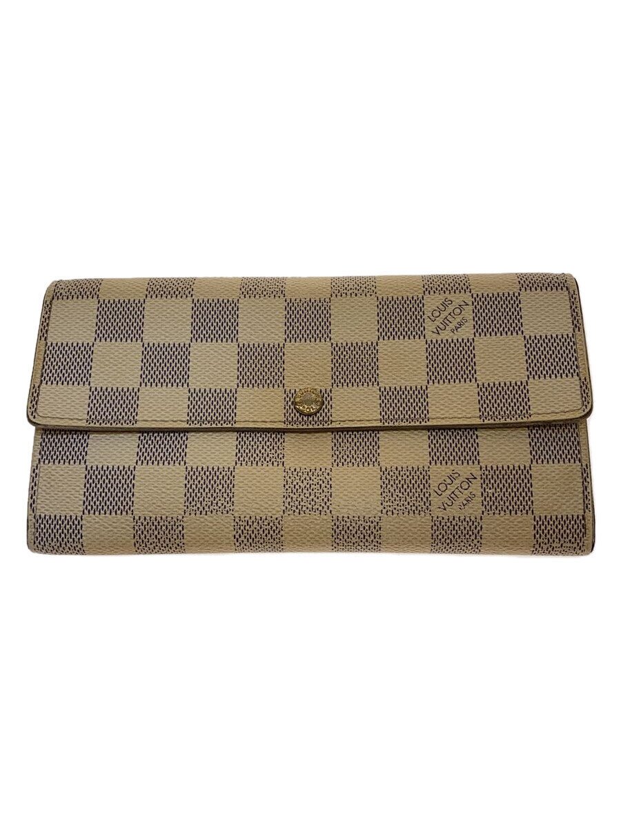 Rakuten - 【中古】LOUIS VUITTON◆1)ポルト・フォイユ・サラ_ダミエ・アズール_WHT/PVC/WHT/メンズ【服飾雑貨他】