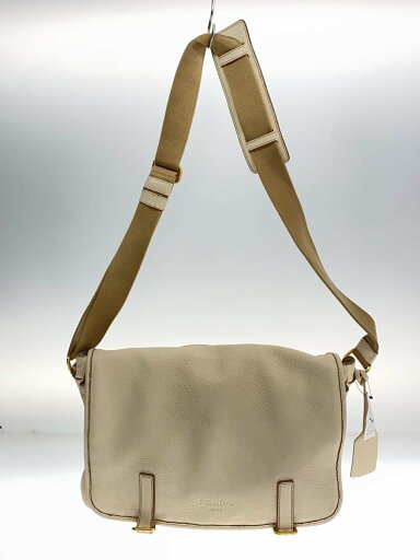 【中古】PRADA◆ショルダーバッグ/レザー/WHT/無地【バッグ】 【中古】PRADA◆ショルダーバッグ/レザー/WHT/無地【バッグ】