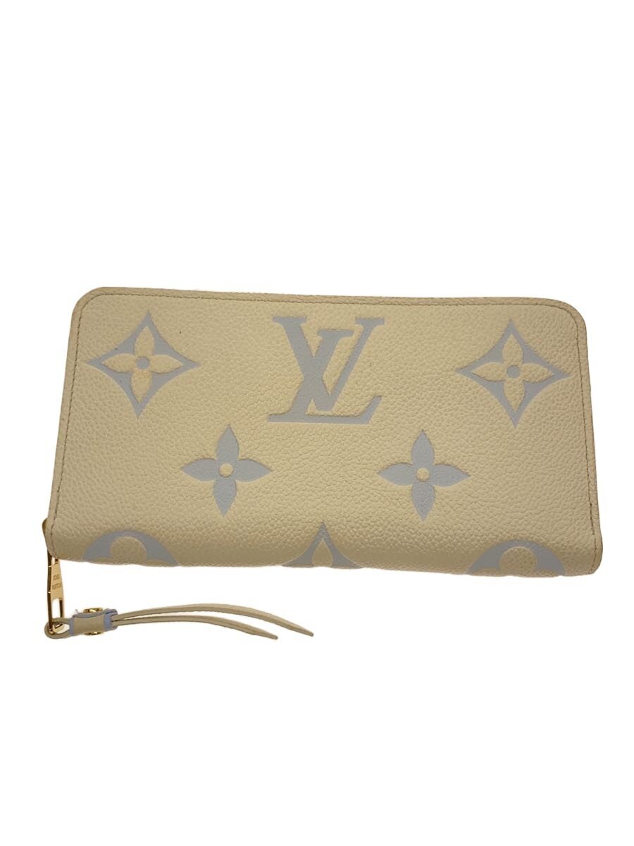 【中古】LOUIS VUITTON◆ジッピー・ウォレット_モノグラム・アンプラント_バイカラー_ラテホワイト×キャンディブルー/--/WHT【服飾雑貨他】