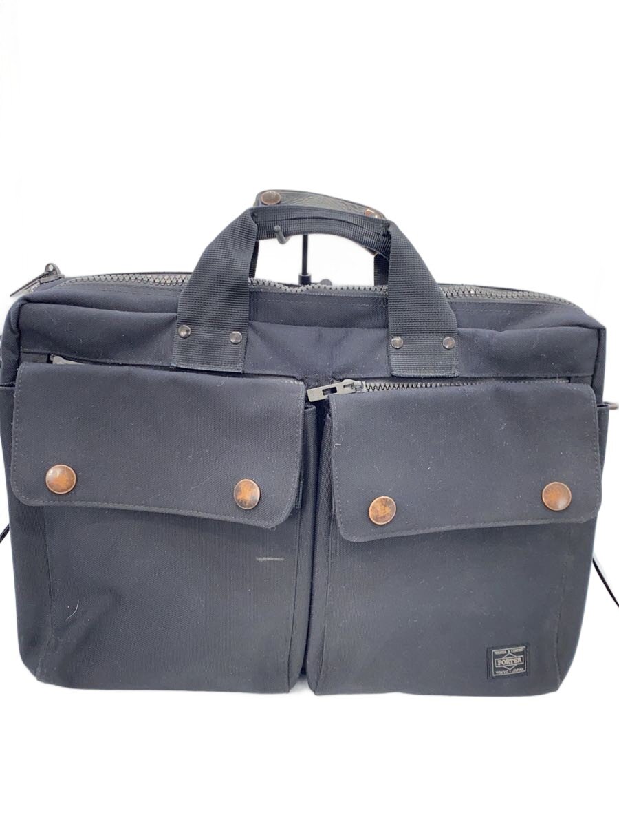 【中古】PORTER◆2way/ブリーフケース/キャンバス/ブラックネイビー/キズ有り【バッグ】