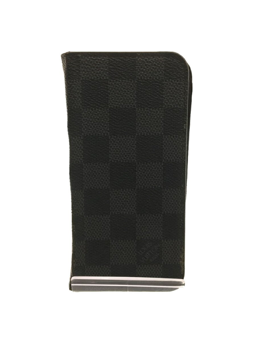 【中古】LOUIS VUITTON◆iphone6 フォリオ_ダミエ グラフィット_GRN/レザー/GRN/メンズ【服飾雑貨他】