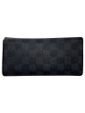 【中古】LOUIS VUITTON◆ポルト・フォイユ・ブラザ_ダミエ・グラフィット_BLK/PVC/BLK/メンズ【服飾雑貨他】
