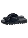 【中古】PRADA◆4X 3251/サンダル/US7.5/BLK/レザー/ロゴ//【シューズ】(4)