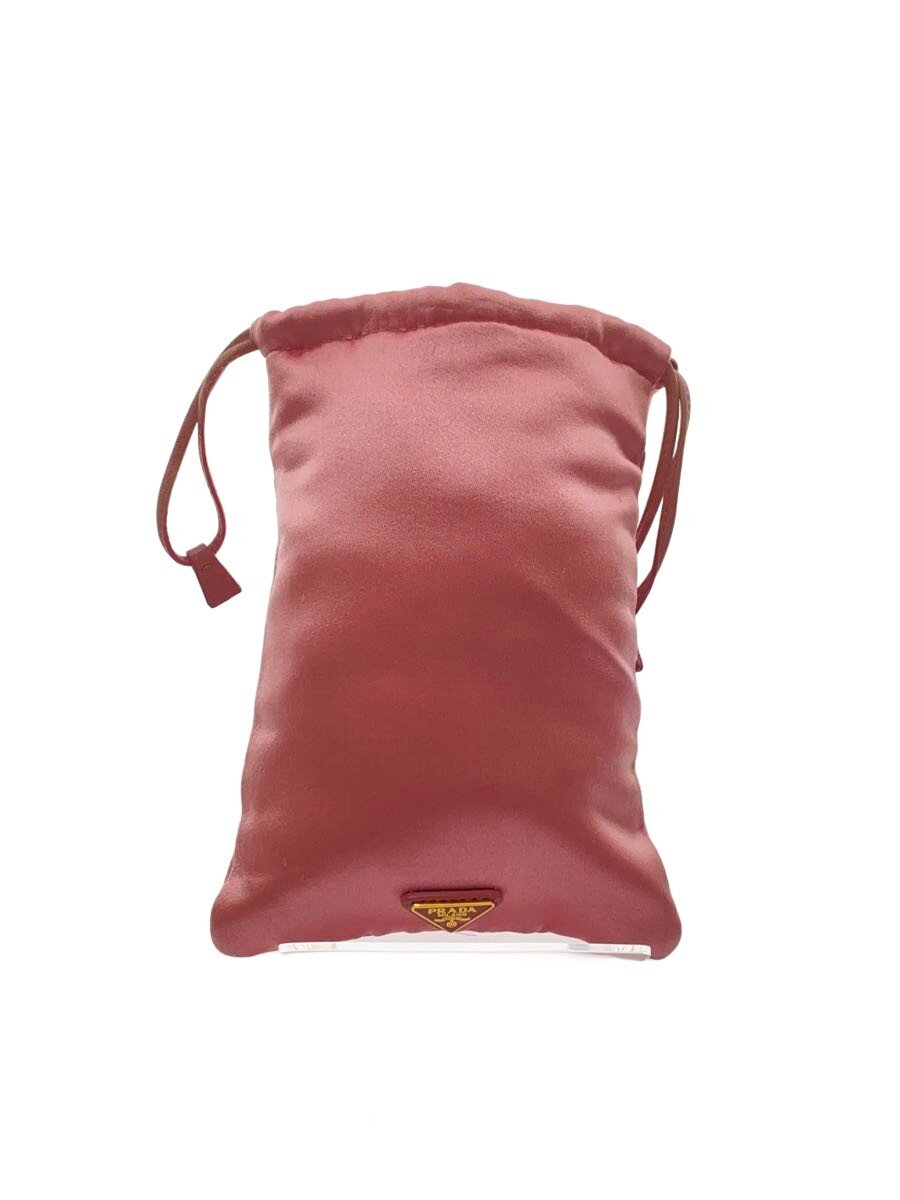 【中古】PRADA◆ポーチ/サテン/ナイロン/ピンク/1ARE67/擦れ有/ほつれ有【バッグ】
