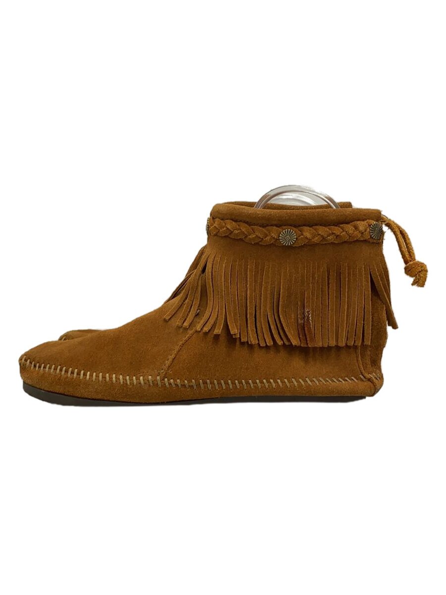 【中古】MINNETONKA◆ショートブーツ/--/BRW【シューズ】