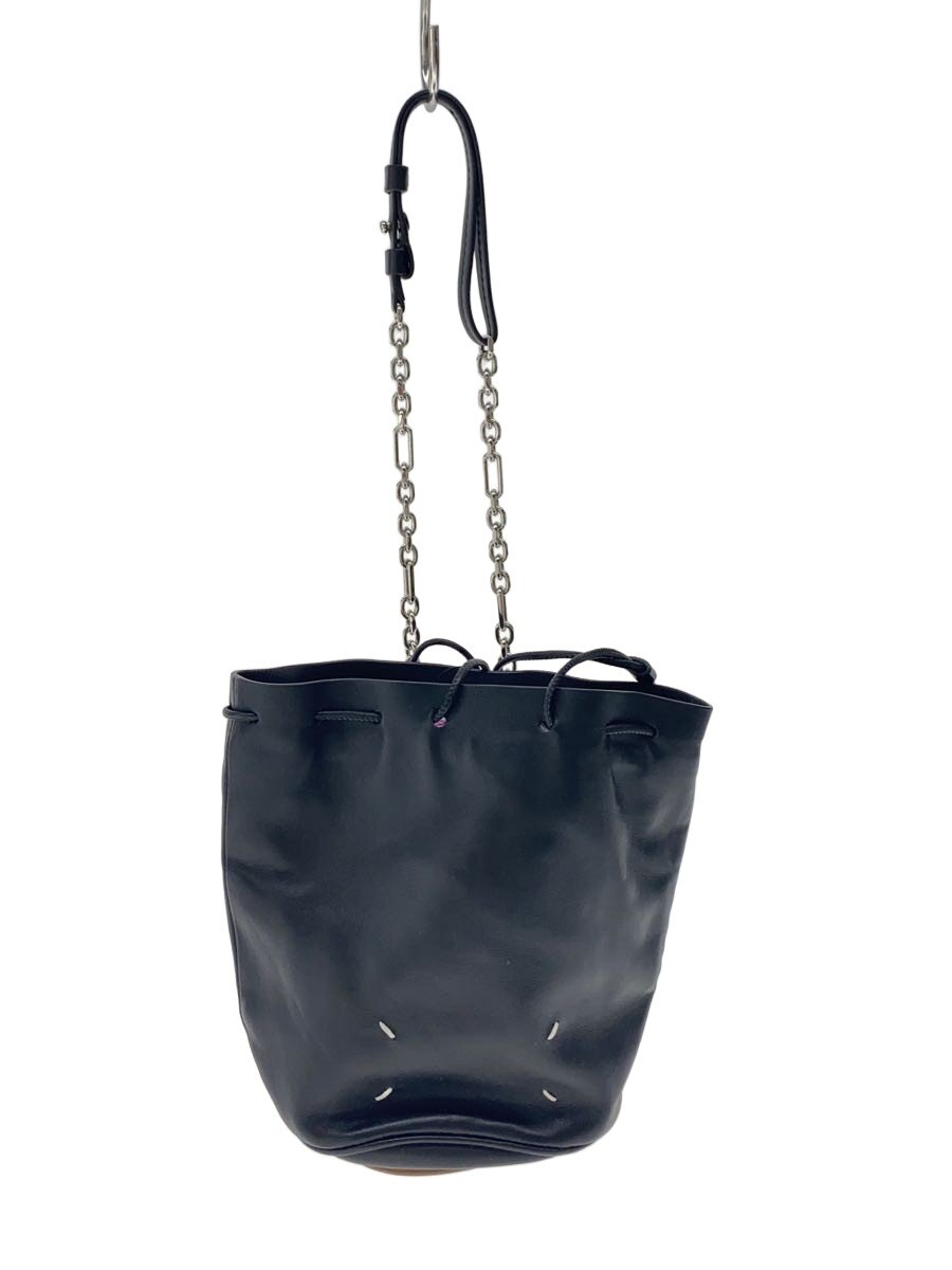 Maison Margiela◆20AW/TABI BUCKET BAG/タビバケットバッグ/レザー/BLK/無地/S56WG0113