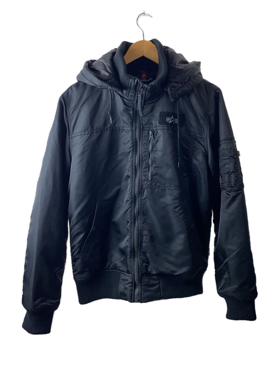 【中古】ALPHA INDUSTRIES◆フライトジャケット/L/ポリエステル/BLK/TA1468-001【メンズウェア】