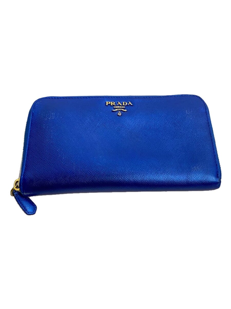 【中古】PRADA◆長財布/レザー/BLU/レディース【服飾雑貨他】