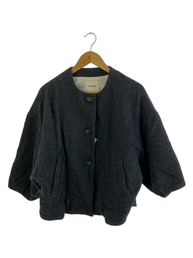 【中古】tumugu◆ウールビッグヘリンボーン ノーカラージャケット【レディースウェア】 【中古】tumugu◆ウールビッグヘリンボーン ノーカラージャケット【レディースウェア】