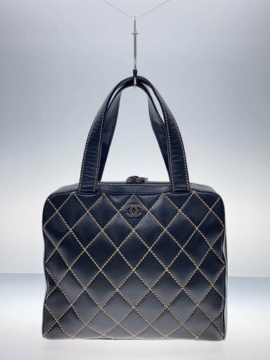 【中古】CHANEL◆ハンドバッグ_ワイルドステッチ_カーフスキン_BLK/牛革/BLK/A14693【バッグ】 【中古】CHANEL◆ハンドバッグ_ワイルドステッチ_カーフスキン_BLK/牛革/BLK/A14693【バッグ】