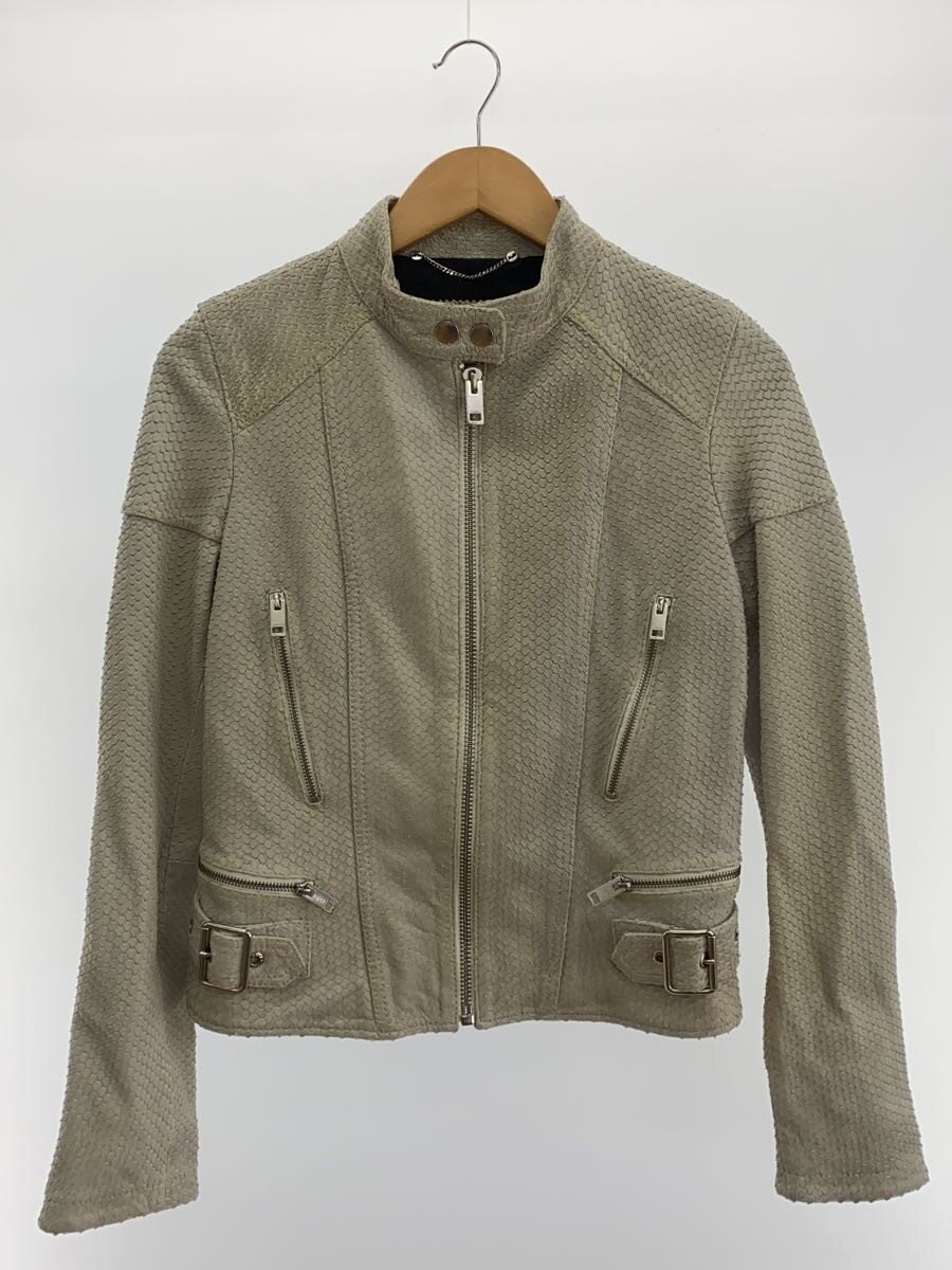 Rakuten - 【中古】DIESEL◆ダブルライダースジャケット/S/レザー/GRY/TR008568【レディースウェア】