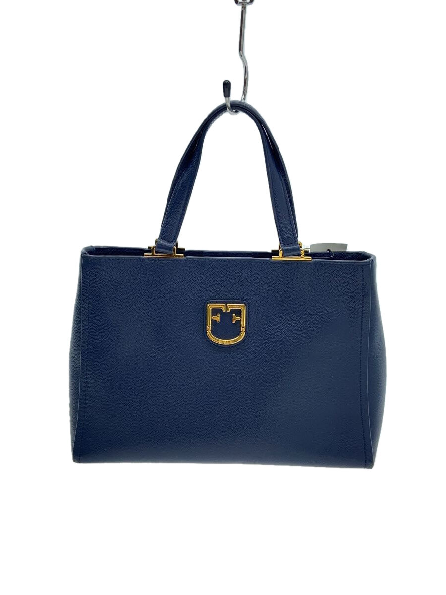 【中古】FURLA◆トートバッグ/レザー/NVY/無地/ベルヴェデーレ【バッグ】