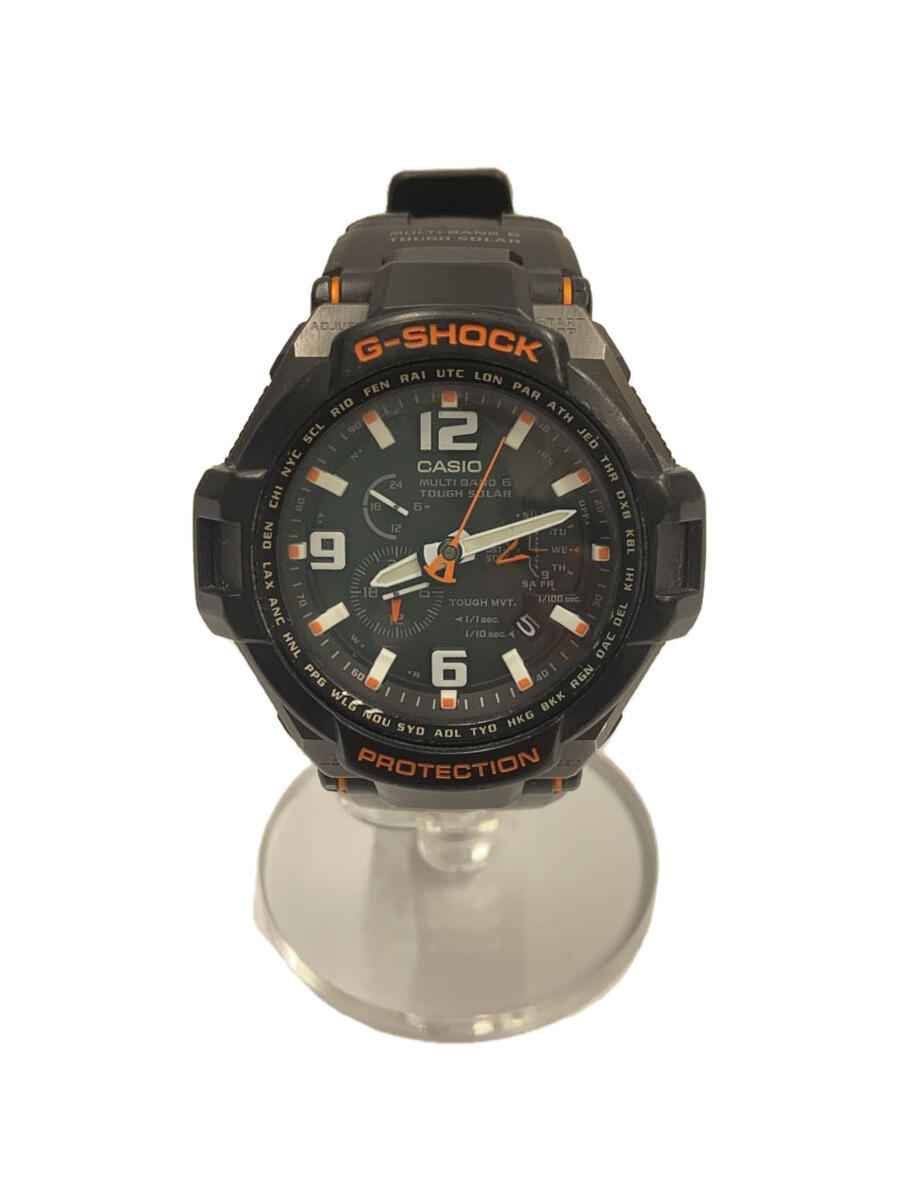 【中古】CASIO◆ソーラー腕時計・G-SHOCK/アナログ/ラバー/BLK/BLK【服飾雑貨他】