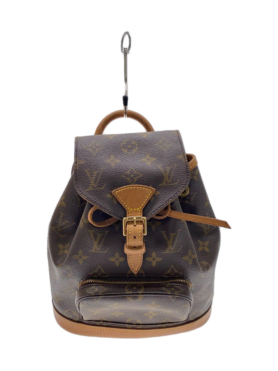 【中古】LOUIS VUITTON◆1)ミニ・モンスリ_モノグラム・キャンバス_BRW/PVC/BRW/レザー部分汚れ有【バッグ】