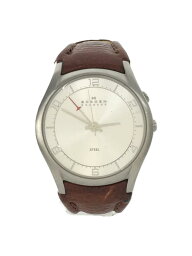 【中古】SKAGEN◆クォーツ腕時計/アナログ/レザー/SLV/BRW/519XLSL1【服飾雑貨他】