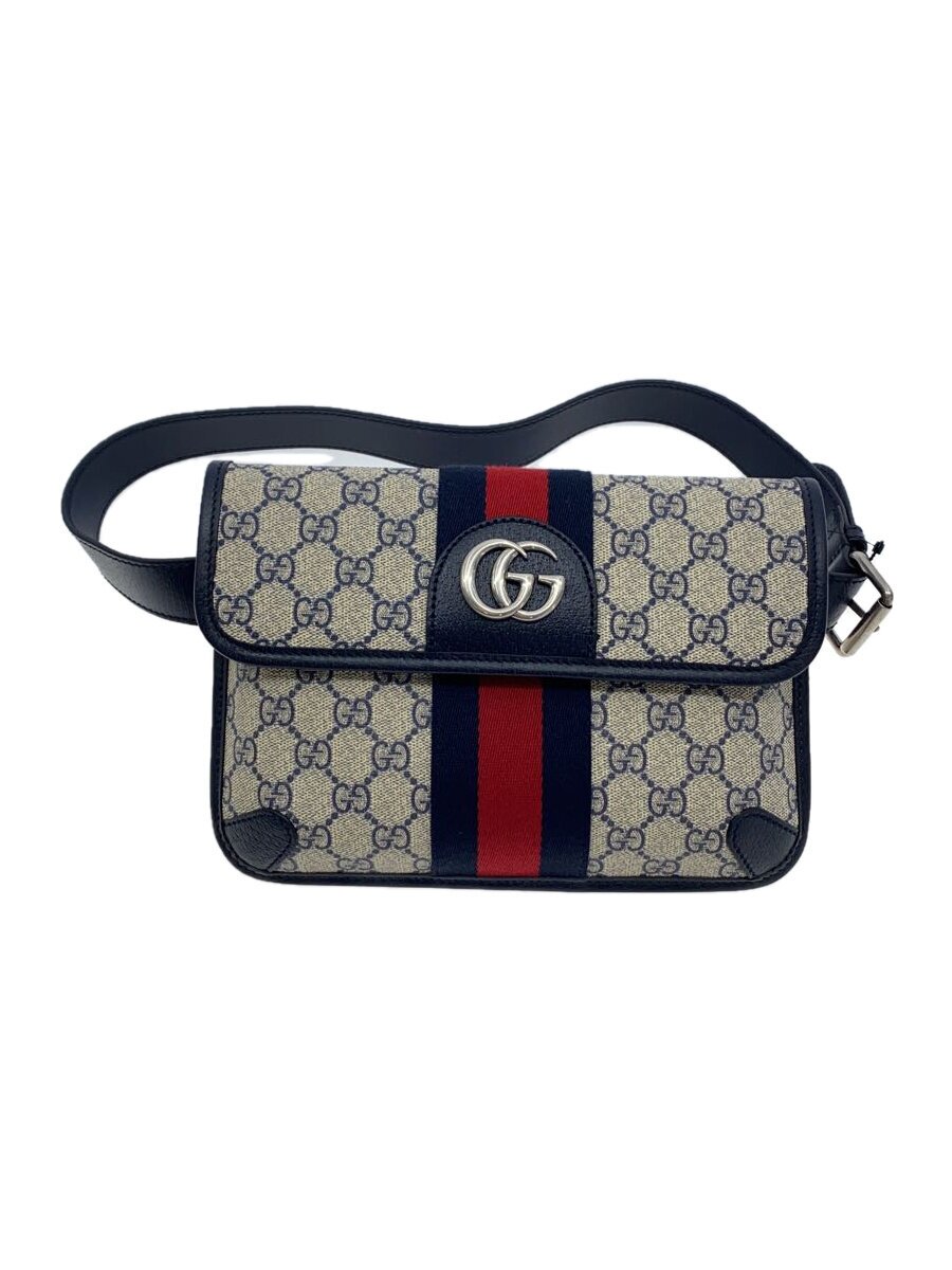 【中古】GUCCI◆オフィディア ベルドバッグ_GGスプリーム/PVC/GRY/総柄【バッグ】