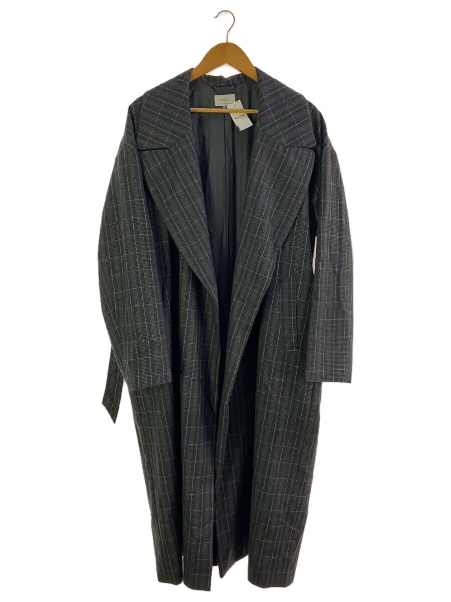 ATELIER BETON◆WOOL CHECK CONCEAL TRENCH COAT/2/ウール/GRY/チェック/172-12D//