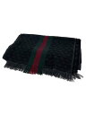 【中古】GUCCI◆マフラー/ウール/BLK/総柄/メンズ//【服飾雑貨他】