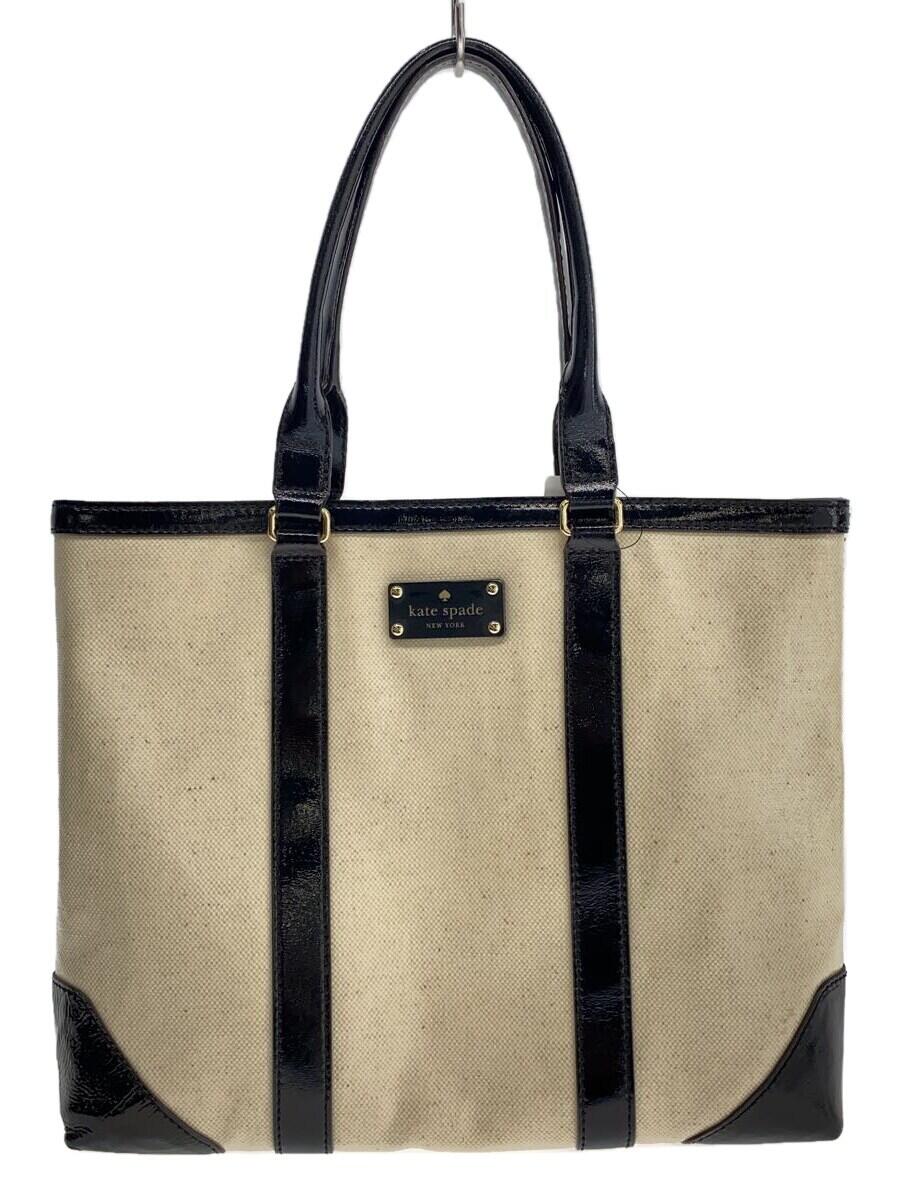 【中古】kate spade new york◆トートバッグ/コットン/BEG【バッグ】