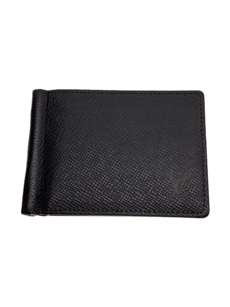 【中古】LOUIS VUITTON◆ポルト・フォイユ・パンス_タイガ_BLK/レザー/BLK/メンズ【服飾雑貨他】