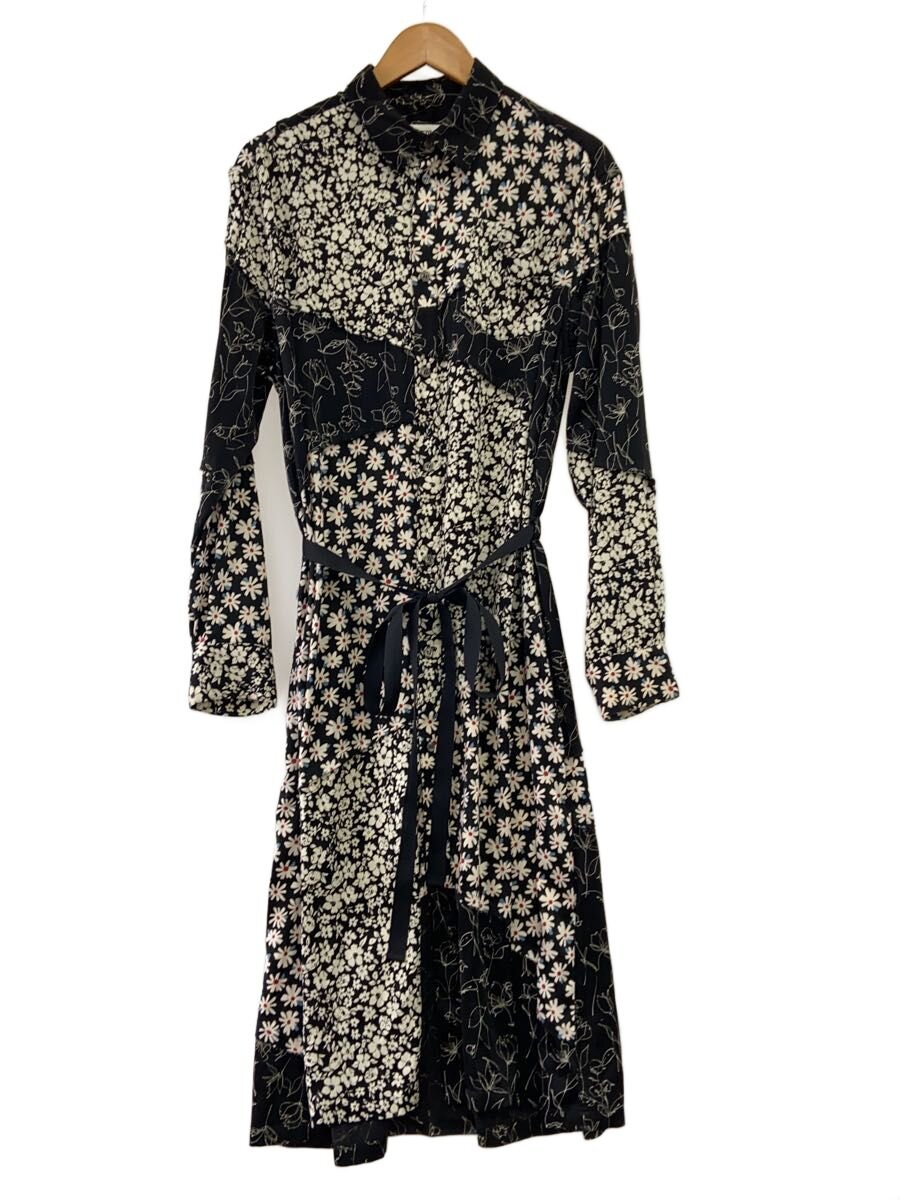 【中古】KIDILL◆シャツワンピース/44/ポリエステル/BLK/花柄/KL526//【レディースウェア】