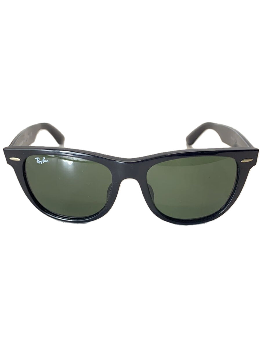【中古】Ray-Ban◆WAYFARER/ウェイファーラー/サングラス/ウェリントン/ブラック/グリーンレンズ/RB2140-F【服飾雑貨他】