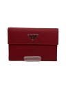 【中古】PRADA◆3つ折り財布/--/RED/レディース【服飾雑貨他】