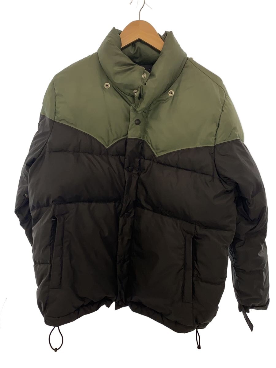 【中古】STUSSY◆AUTHENTIC GEAR/ダウンジャケット/グリーン/ブラック/S【メンズウェア】