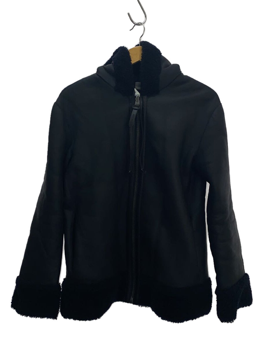 【中古】COACH◆ムートンジャケット/フード付き/0/牛革/NVY【レディースウェア】