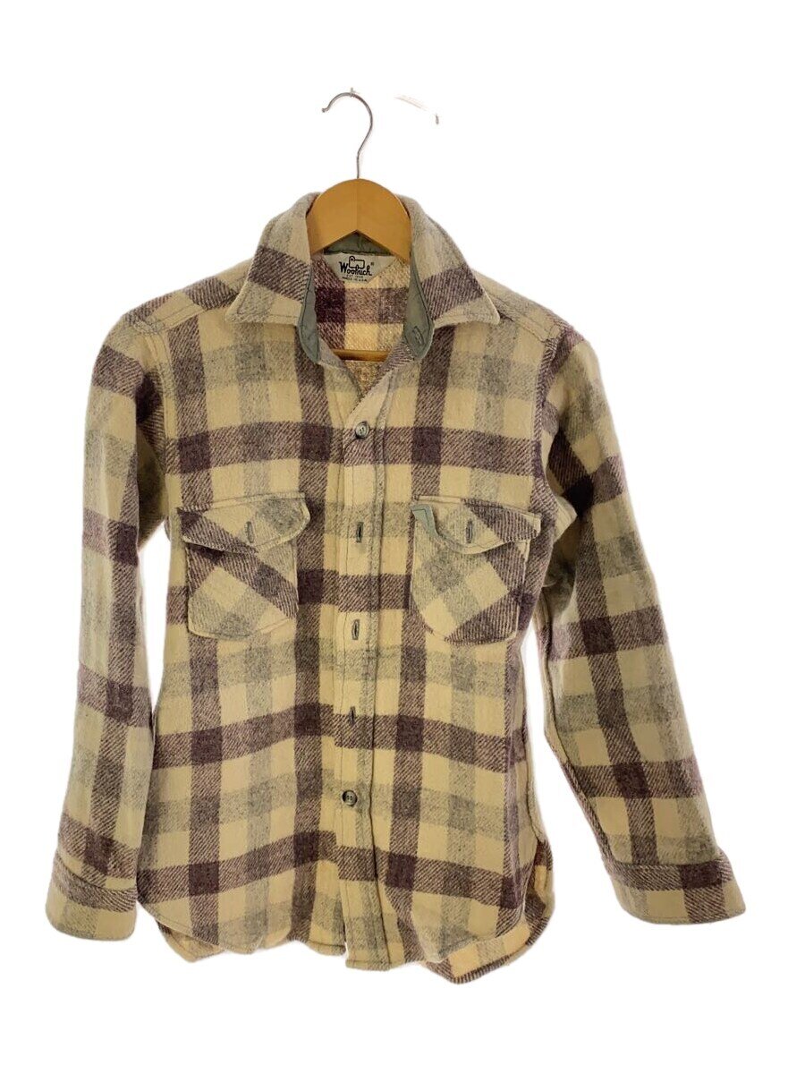 【中古】WRANGLER◆70s・USA製ウールチェックシャツ/ウール/BEG/チェック/WPL6635//【メンズウェア】