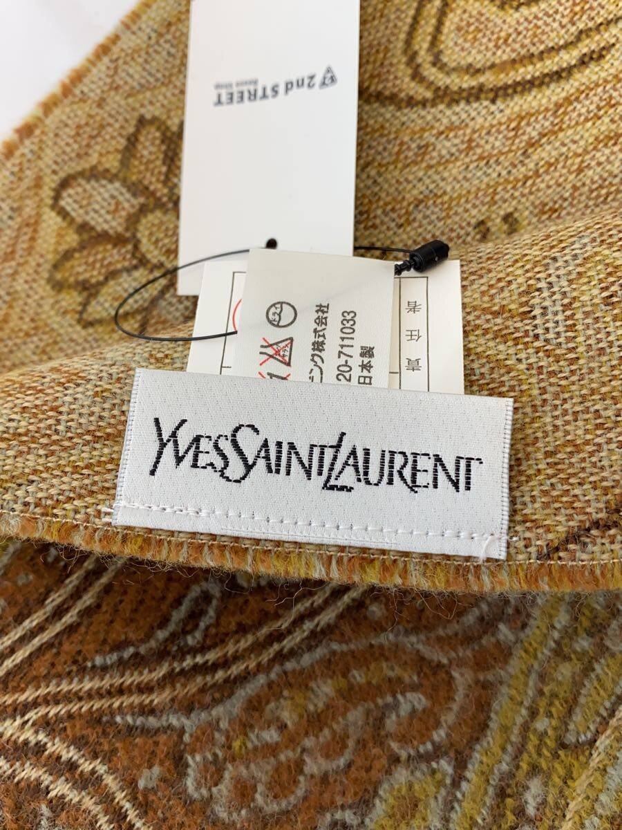 【中古】YVES SAINT LAURENT◆ブランケット/ウール/BRW/総柄/レディース【服飾雑貨他】