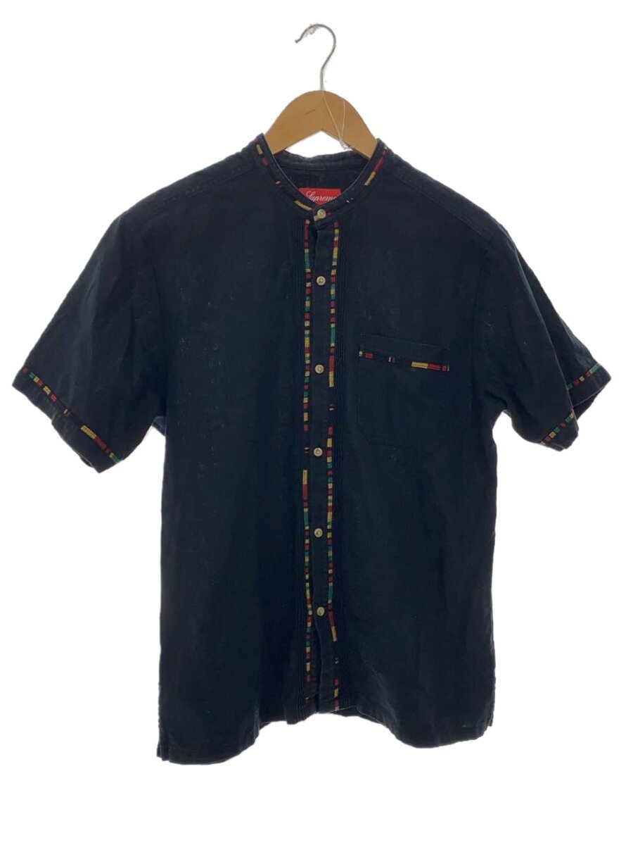 Supreme◆半袖シャツ/S/コットン/ブラック/SS/18SS raster color S/S Band Collar Sh