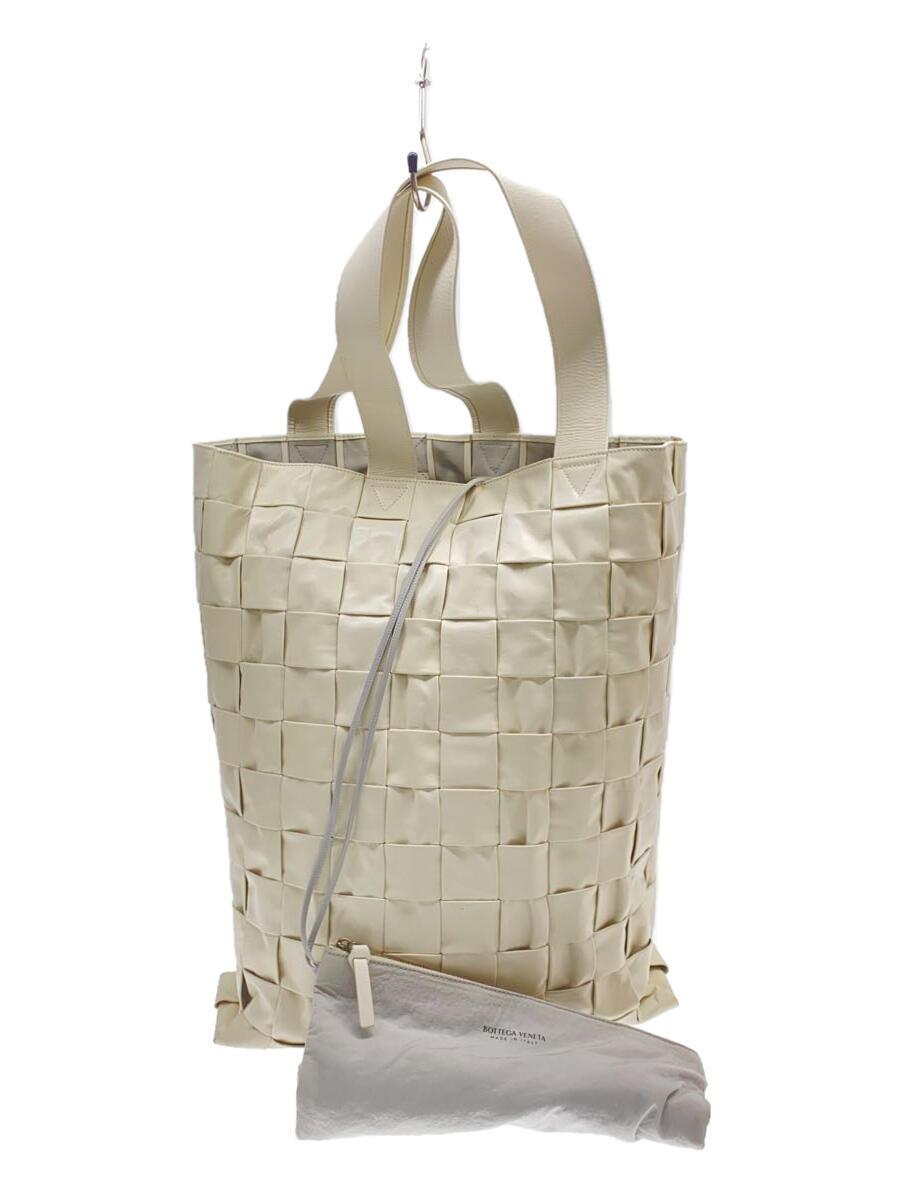 BOTTEGA VENETA - 【中古】BOTTEGA VENETA◆トートバッグ/レザー/WHT/無地/629070【バッグ】