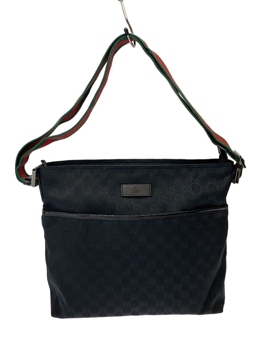 GUCCI - 【中古】GUCCI◆ショルダーバッグ_GGキャンバス/キャンバス/BLK/※汚れ有//【バッグ】