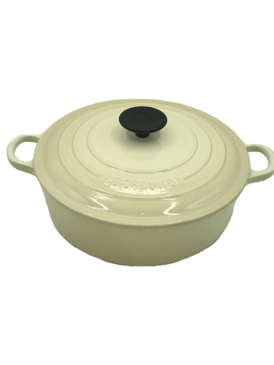【中古】LE CREUSET◆鍋/サイズ:24cm/WHT//【キッチン用品】