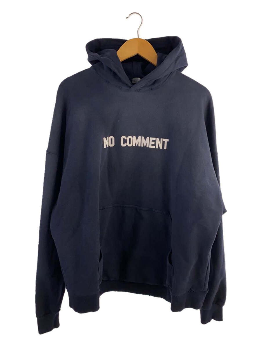 BALENCIAGA◆22SS/NO COMMENT HOODIE/ノーコメント/パーカー/L/コットン/NVY/674988 TLVG4