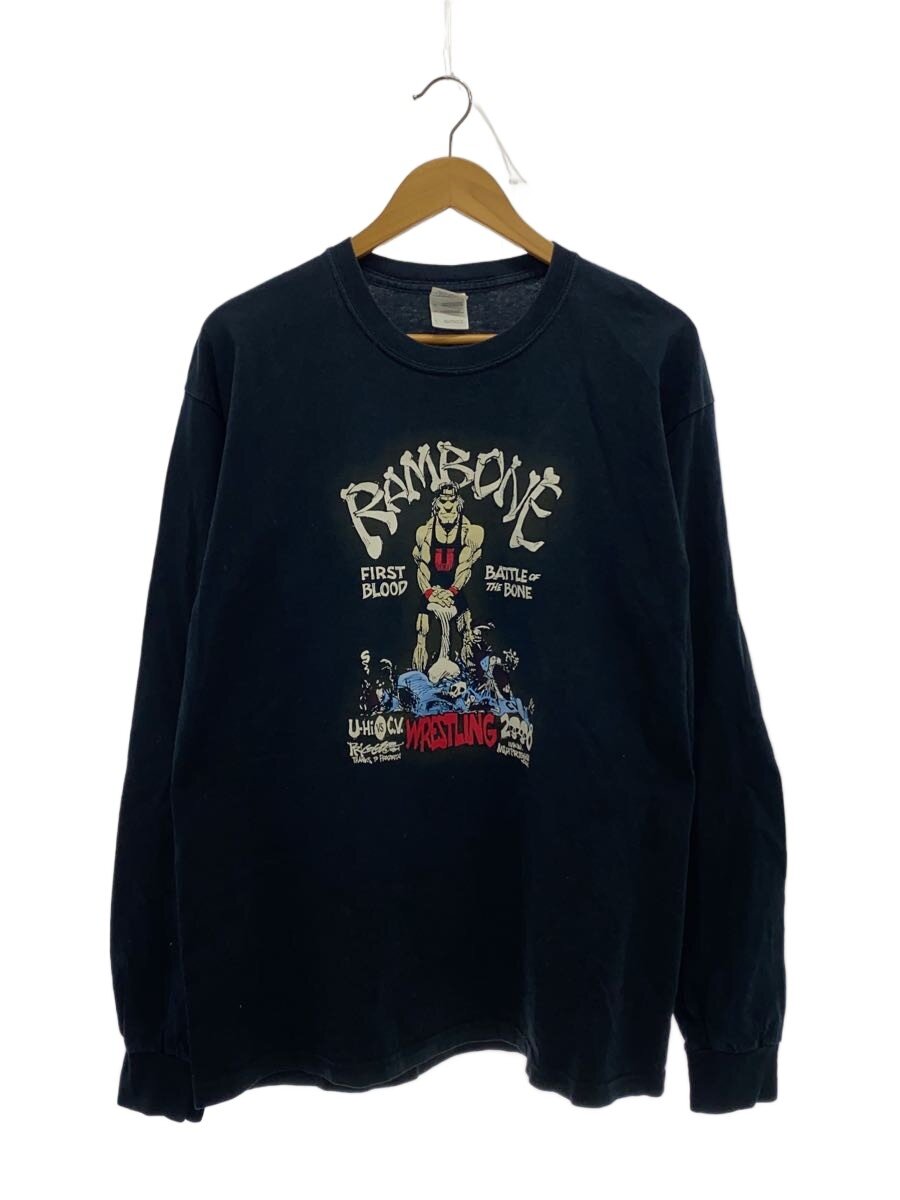 GILDAN◆R/00s/RAMBONE/両面プリント/長袖Tシャツ/L/コットン/BLK//
