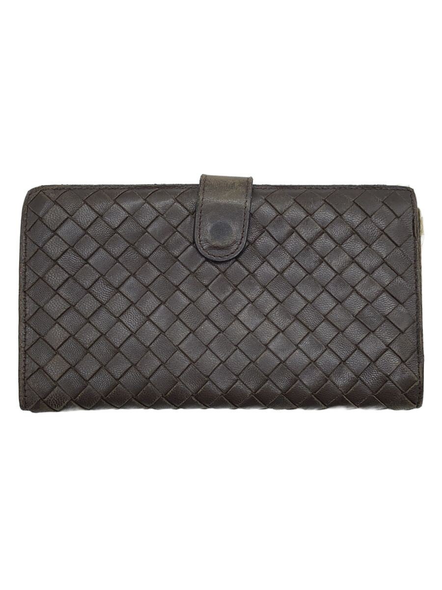 【中古】BOTTEGA VENETA◆長財布/レザー/BRW/メンズ/ウォレット/がま口【服飾雑貨他】